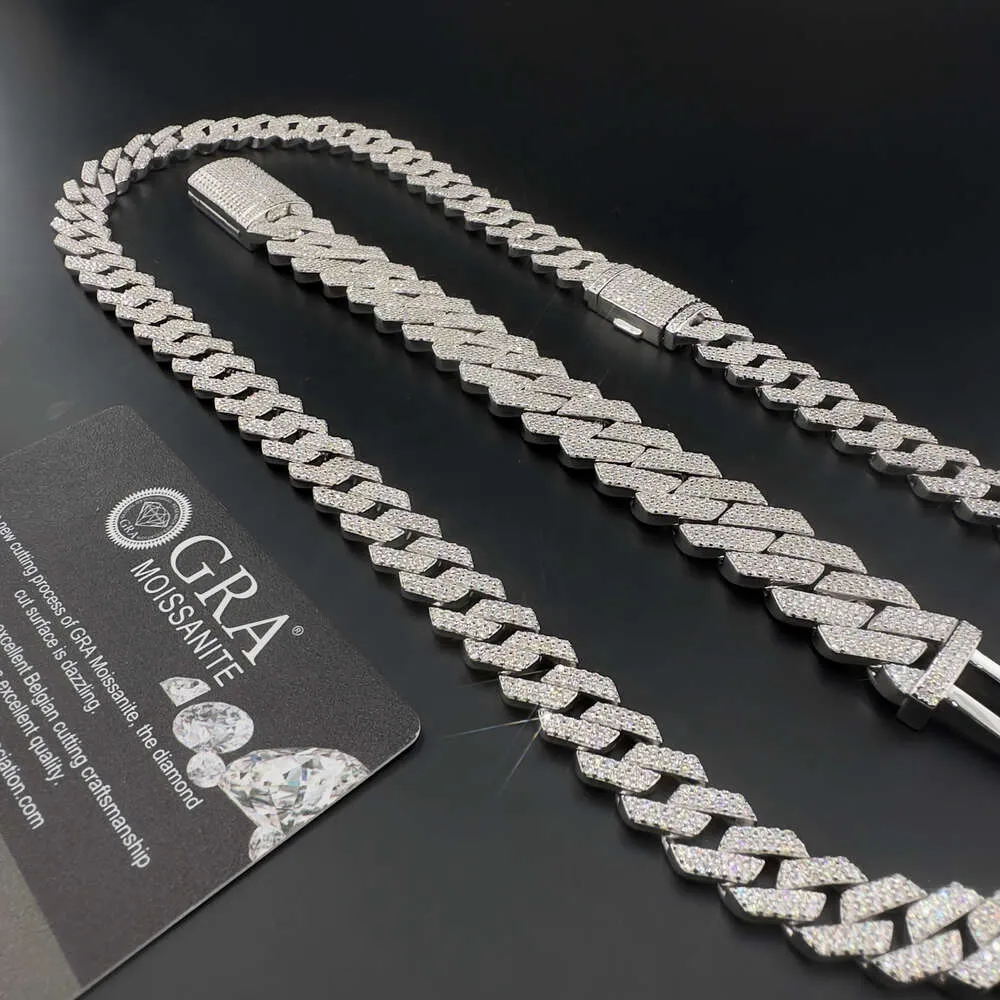 Custom Size Cuban Chain 10k 14k Real Solid Gold Vvs Moissanite Diamond 925 Silver Necklace