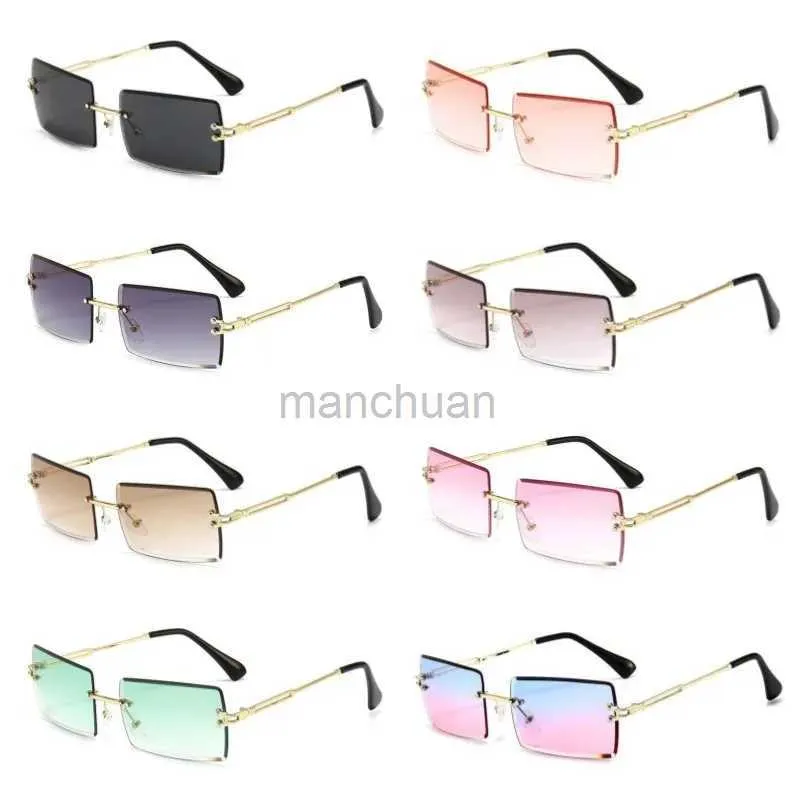 Lunettes de soleil 2023 Lunettes de soleil rétro femmes marque concepteur sans monture dégradé lunettes de soleil mode nuances coupe lentille dames sans cadre lunettes 240401