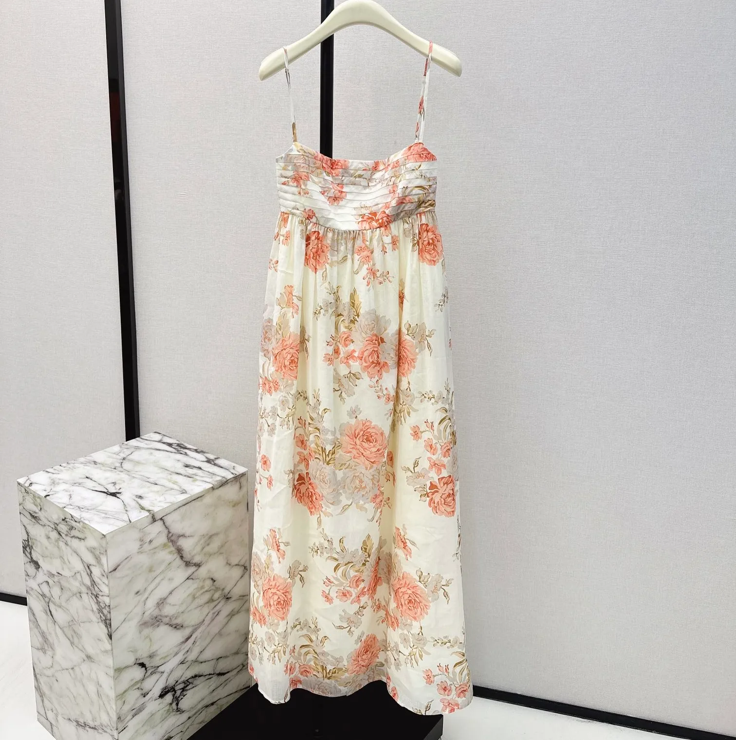 Designer Dress Romantic Rose Print Spaghetti Strap Mid-Calf Linen Casual  Dress from Dhgate Basic & Casual Dresses