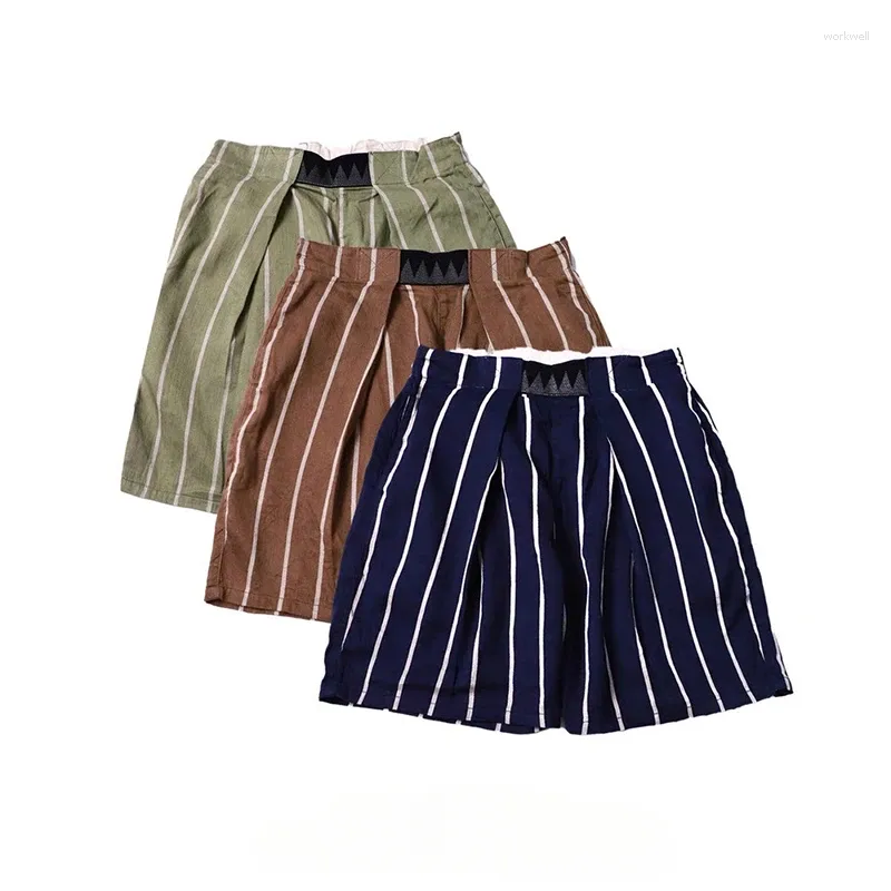 Männer Shorts Japanische Retro Zwei Ton Trendy Baumwolle Und Leinen Elastische Casual Für Männer Koreanische Mode Streetwear