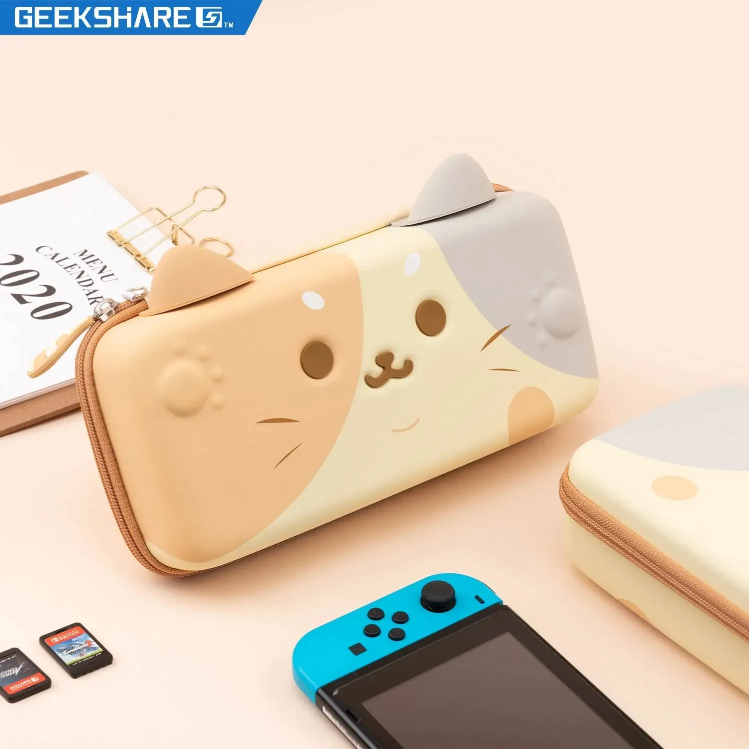 GeekShare Case Hard Storage Bag For Nintendo Switch OLED Cute Cat Ear Protective Case For Switch Lite NS Accessories Bags 240322