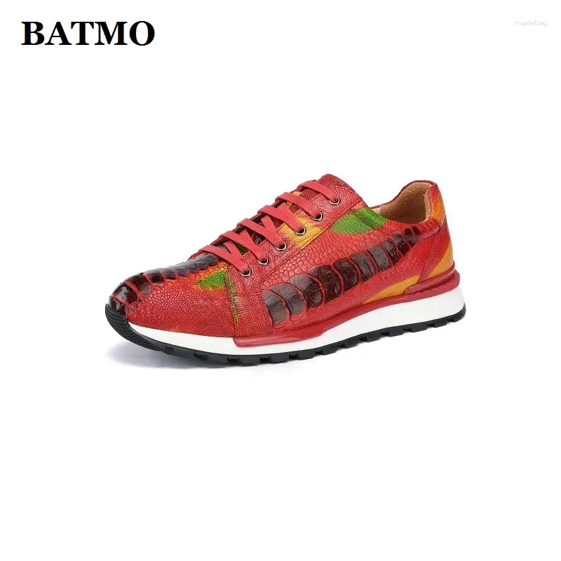 Sapatos casuais batmo 2024 chegada moda pele de avestruz causal masculino couro genuíno P-1