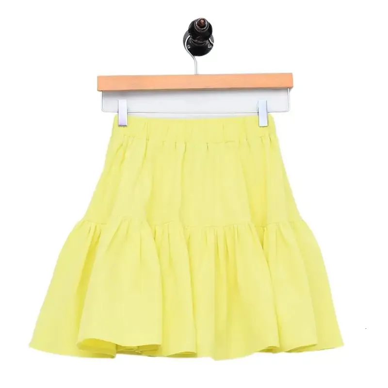 Summer Korean style Ruffles Skirts High street fashion Women Mini Skirt sweet girl cotton linen black white yellow 240401