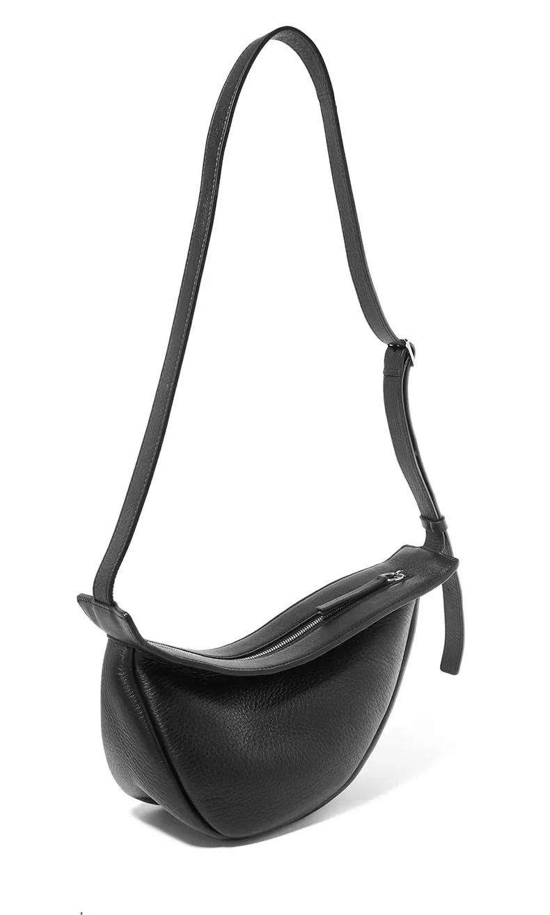 Black Luxury Handbag: Slouchy Crossbody Bag Designer Purse