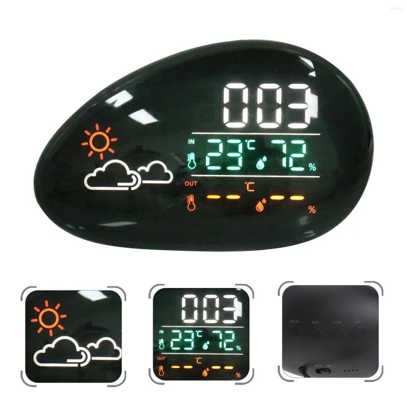 Horloges de table Chargement USB Horloge météo multifonction Affichage LED coloré Alarme électronique Température extérieure intérieure Humidité perpétuelle