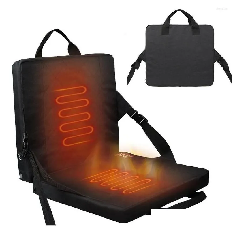 Meble obozowe Składane krzesło kamerowe podgrzewana poduszka przenośna z kieszenią 3 prędkość temperatura USB Ładowanie na zewnątrz wędkowania z podróży OTYPZ