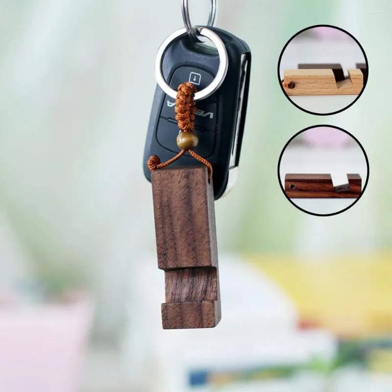 Keychains Creative Vintage Wood Bekväm telefonhållare Keychain Multicolor Pendant Keyring Gift for Women Men