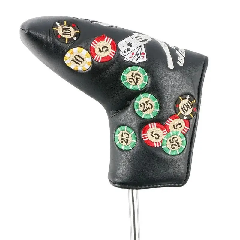 Putter Headcover Golf Head Covers With Skull Embroidered Club Magnetic Absorbed Golf Club Covers Stylish Protective Golf 240326