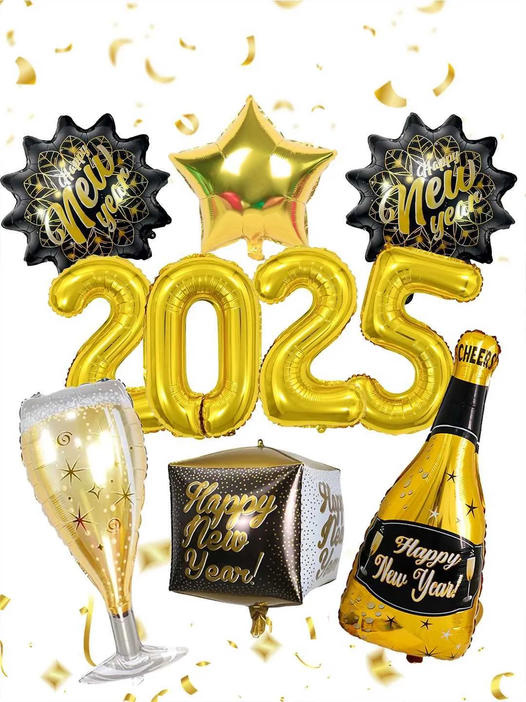 Decoraciones De Fiesta De Feliz Año Nuevo: Globos De Oro De 10 Piezas,  Encantos De Vidrio De Botella De Vino, 2024 Suministros De Celebración Para  Bodas, Cumpleaños, Graduaciones De 26,62 € | DHgate, image size:1080x1440
