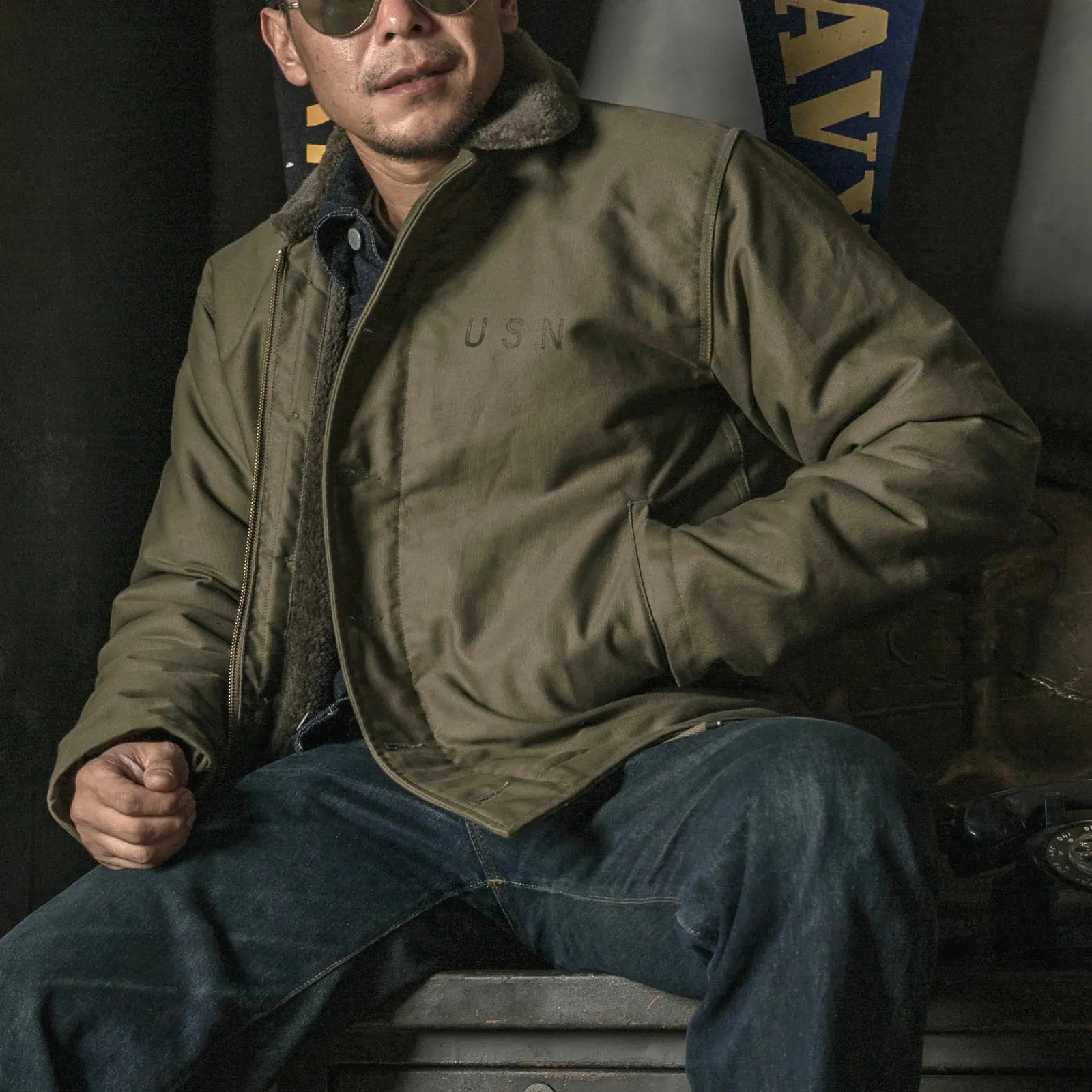 WAIPER US Navy N-1 Deck Jacket (Navy Blue Non-Stenciled), Men's Fashion WAIPER US Navy N-1 Deck Jacket (Navy Blue Non-Stenciled), Men's Fashion