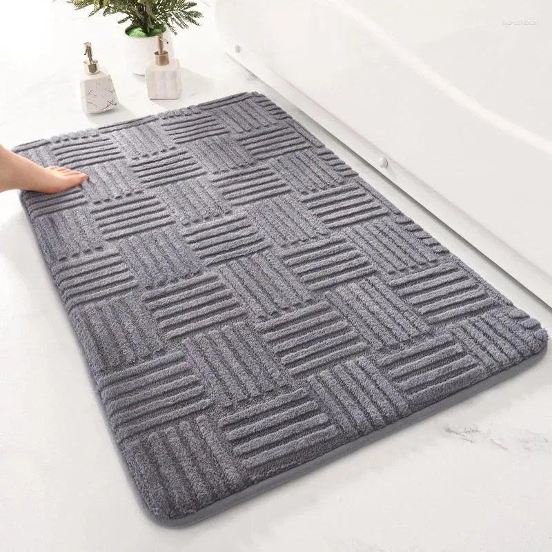 Tapis de bain antidérapant à séchage rapide, absorbant, latéral de baignoire, paillasson de salle de douche, coussin de pied de toilette, décoration de maison