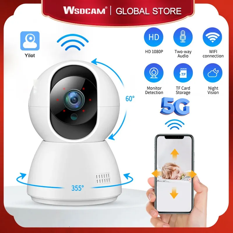 WSDCAM 2.4G 5G WiFi Camera HD 1080P Monitor Monitor Acranspelace Yilot App Dwukierunkowy audio Nocny wizja Smart Home CCTV 240326