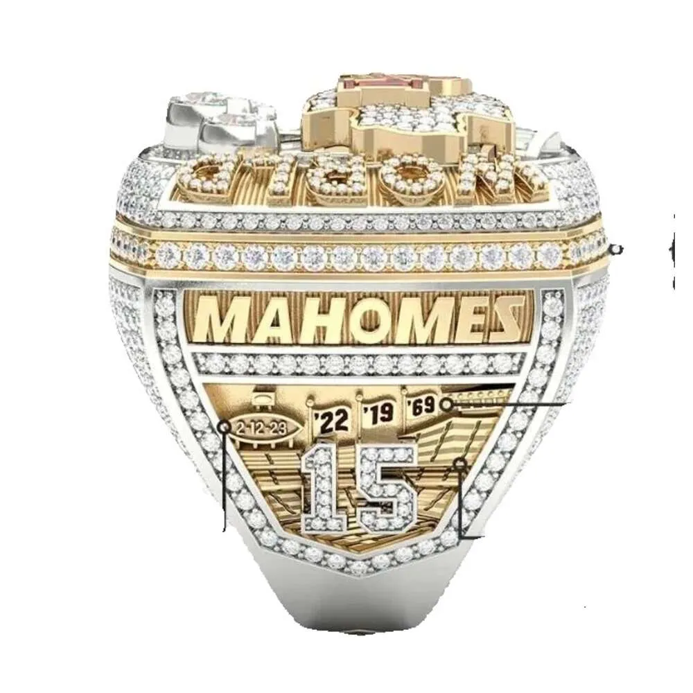 Bague de championnat des champions de l'équipe du Super Bowl KC 2022 2023, pierres latérales, avec boîte d'exposition en bois, Souvenir, cadeau pour hommes, livraison directe