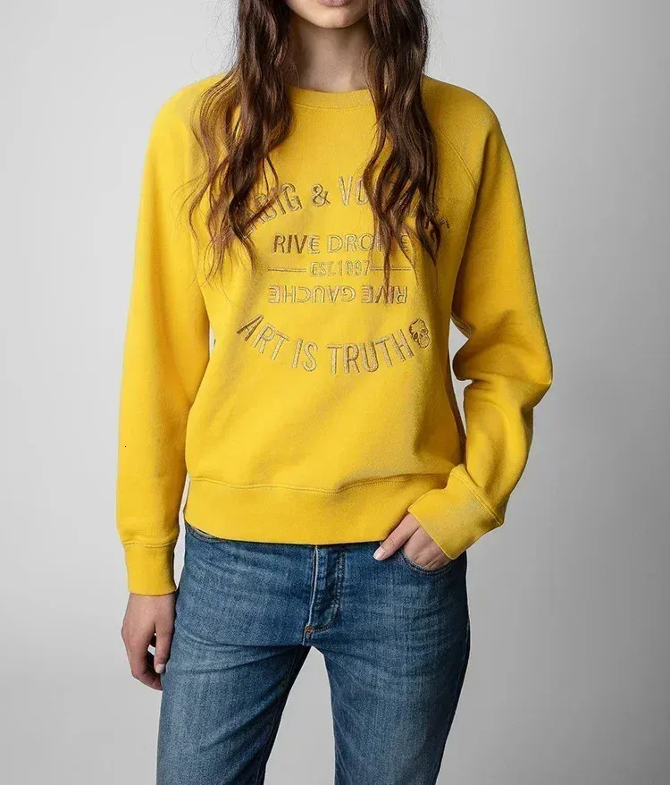 Alphabet Embroidery Oversized Sweatshirt For Women Soft Fall