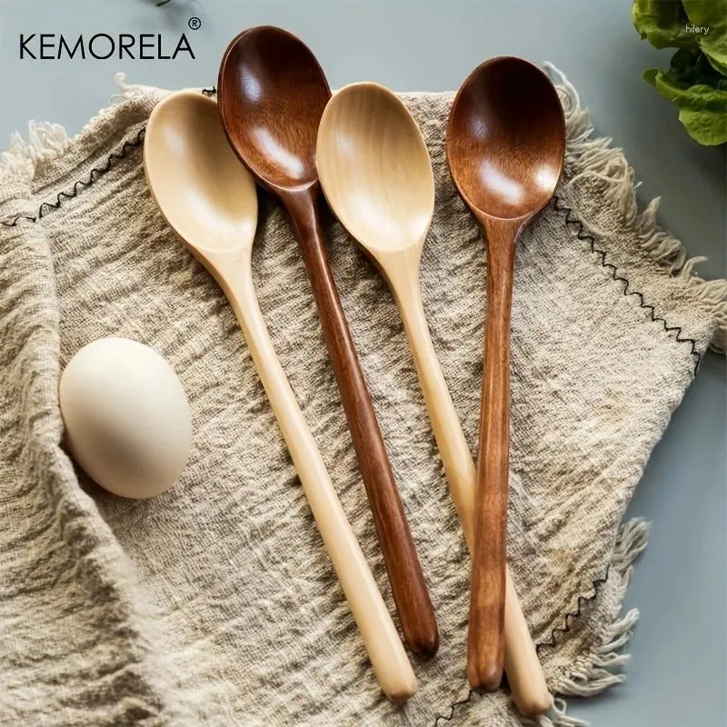 Spoons 4PCS Wooden Spoon Kitchen Korean Style Natural Wood Soup Tableware Cooking Honey Coffee Mixing