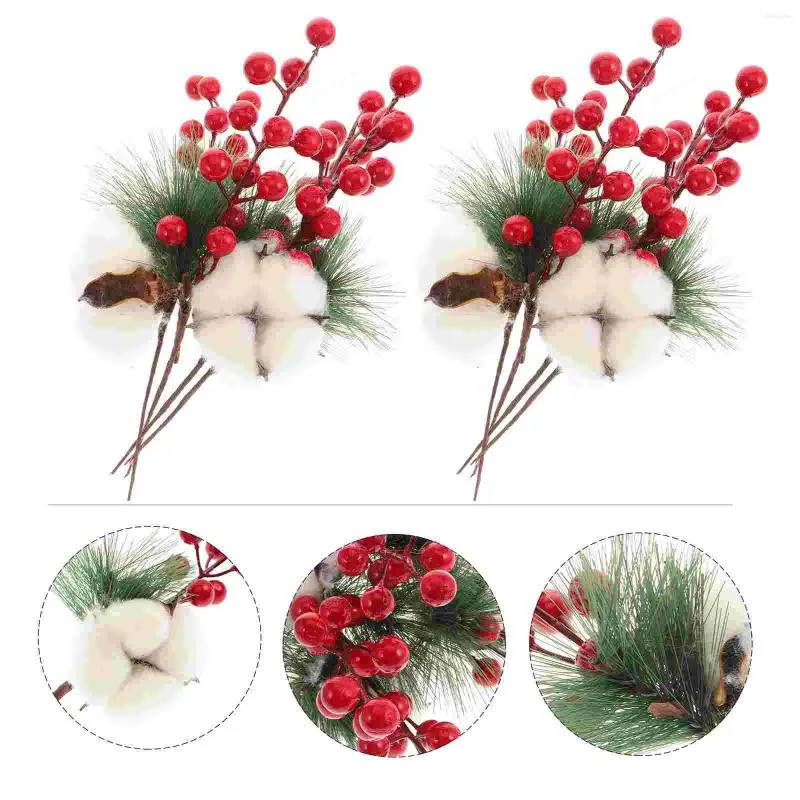 Flores decorativas 10 Pcs Planta Artificial Ramos de Árvore de Natal Decorações Grinalda Decorar Mesa