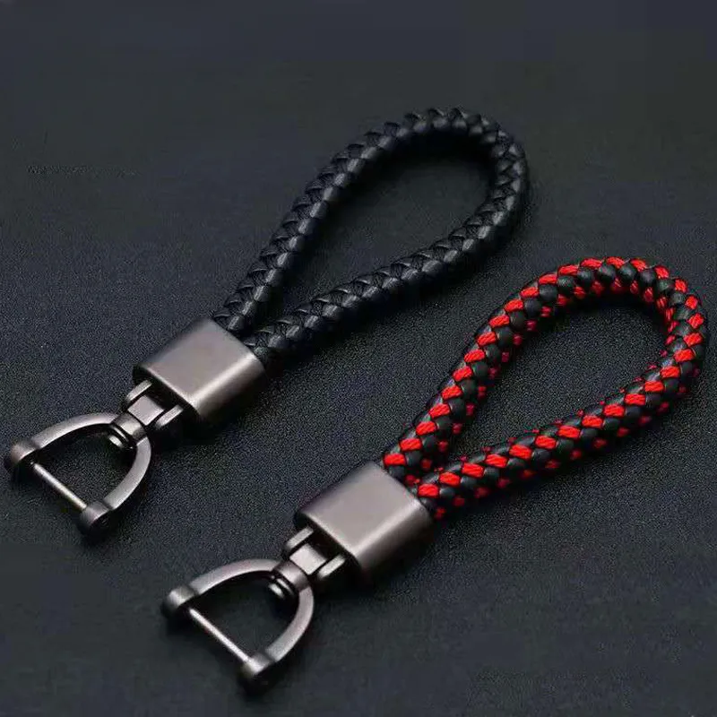 Braided Rope Key Chain Zinc Alloy Men Car Keychain Accessories Unisex Classic Key Holder Gun Black Plated