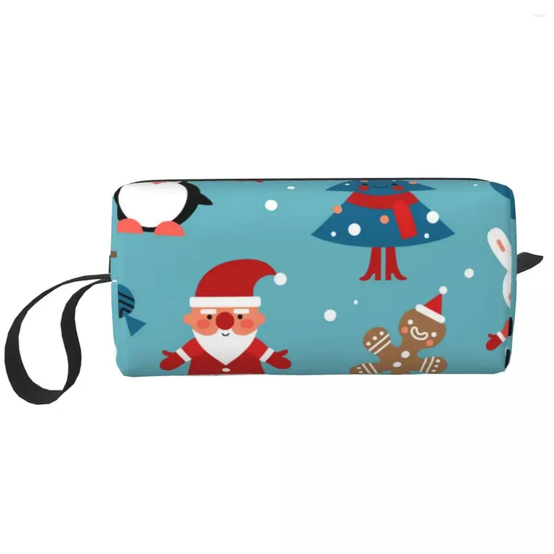 Cosmetic Bags Christmas Santa Gingerbread Portable Makeup Case For Travel Camping Outside Activity Toiletry Jewelry Bag