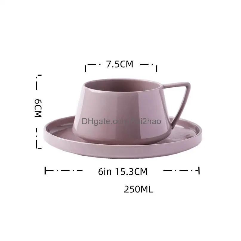 Tasses Soucoupes 250Ml Moderne Exquise Tasse À Café Et Soucoupe En Porcelaine Thé De L'après-midi Ensemble Vintage Home Party Decor Drinkware Cadeau Pour Dhgt6