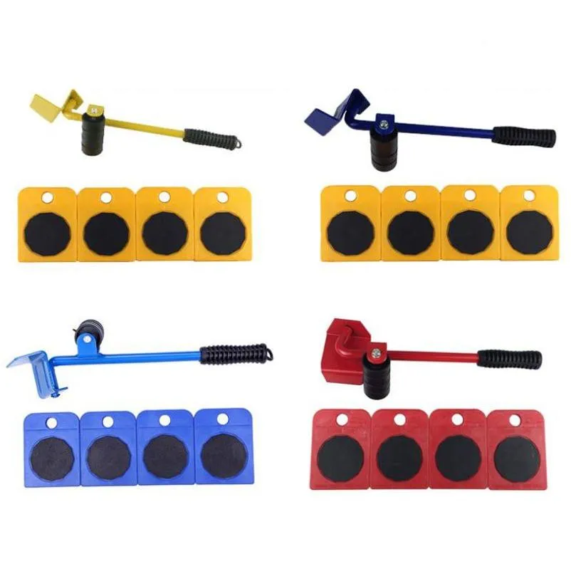 Professional Hand Tool Sets 5Pcs Sliders Furniture 100Kg/220Lbs Lifter Kit Profession Heavy Roller Move Set Wheel Bar Mover Device Max Ot5Vc