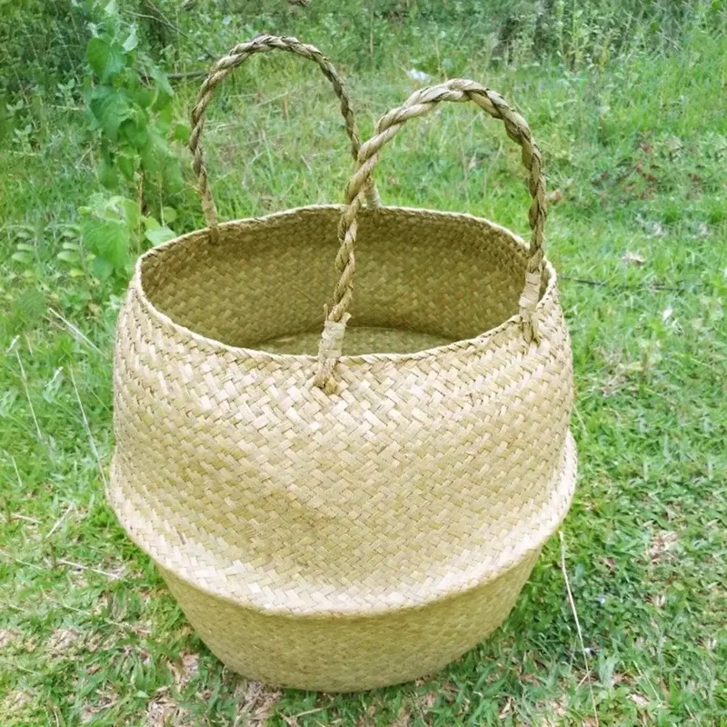 Saweed Wicker Basket Rattan Hanging Flowerpot Flowerpot Dirty Clothing Clothing Clothing Casket Ar storlager