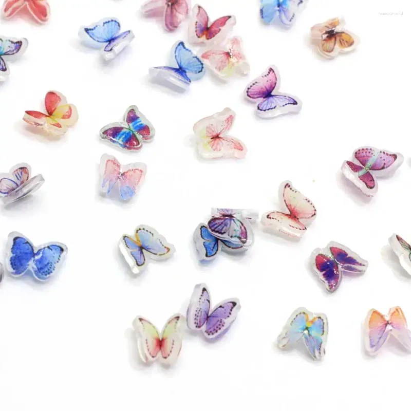Fleurs décoratives 50/100 pièces 2024 modèles jolis papillons 3D pour Nail Art, accessoires de décoration en résine, fournitures pour cheveux pour bricolage