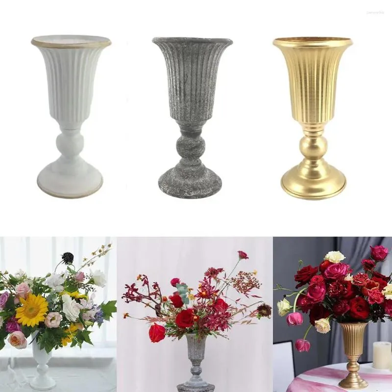 Vases Coupe Vase à fleurs Urne Table de mariage Pièce maîtresse Pot de plante en métal