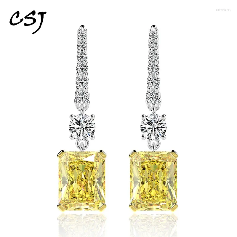 Dangle Oorbellen 925 Zilver Sterling Gemaakt Moissanite Citrien Edelsteen Oorbel Fijne Sieraden Voor Vrouwen Bruiloft Cadeau Groothandel