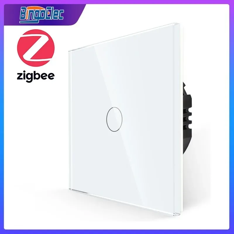 Control ZigBee Wall Touch Smart Light Switch with Neutral/No Neutral,No Capacitor Smart Life/Tuya 2/3 Way Control Smart Home