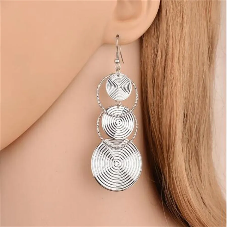 New multi-layer tassel earrings with elegant circles, long fashionable earrings with personality exaggerated earrings ear hooks and earrings AB67