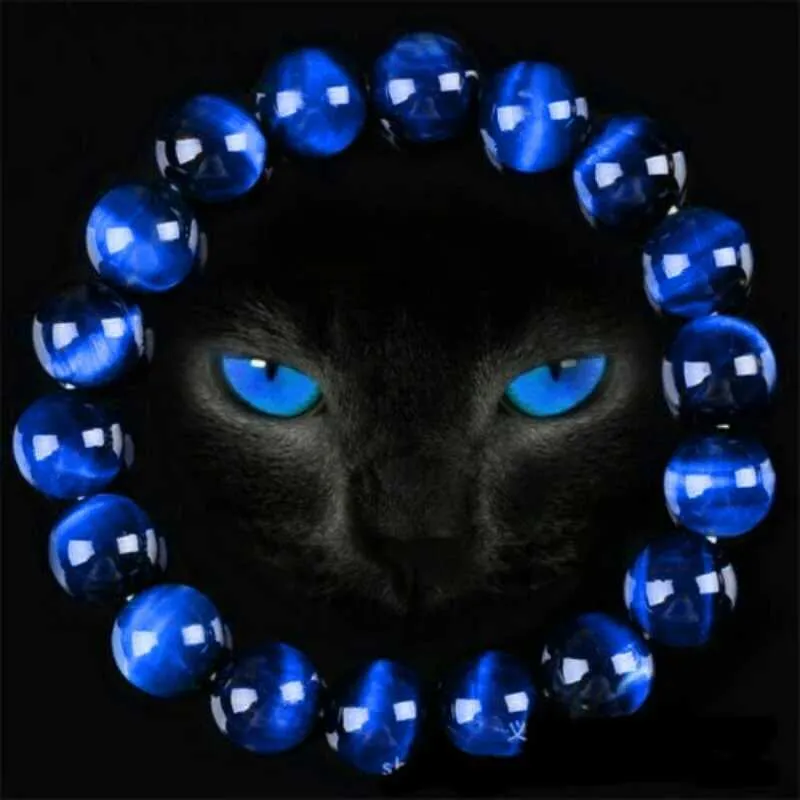 Perlen 6/8/10/12mm wunderschönes blaues Tiger Augenarmband für Herren Natursteinperle Buddha Unisex