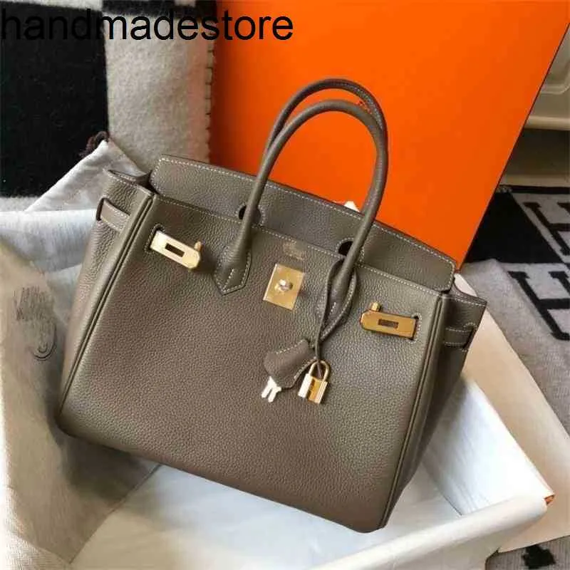 BK Platinum Leather Designer Handsbags Women Luxurys Cowneck Togo Taille 25 30 35 Elephant Grey Sac Gold Silver