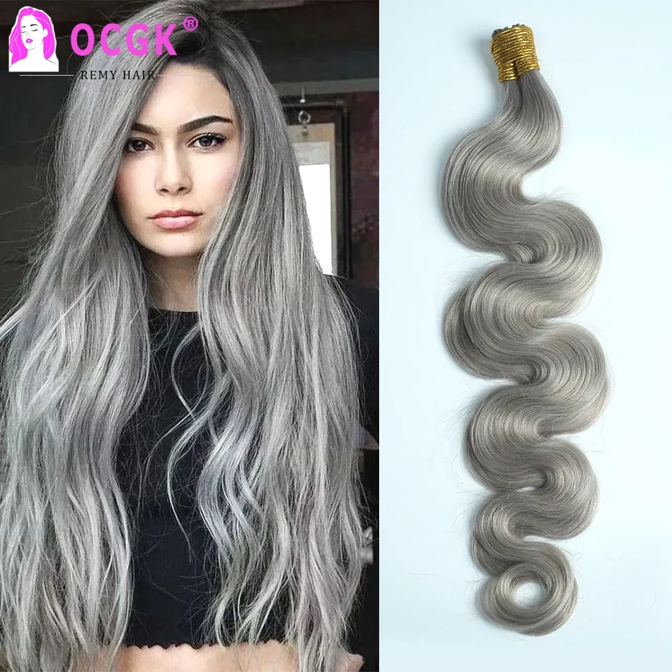 Extensions Grey Wavy I Tip Hair Extensions Human Hair Silver Pre Bonded Natural Hair I Tips Microlink Hair Extensions 1226Inch 100Strands