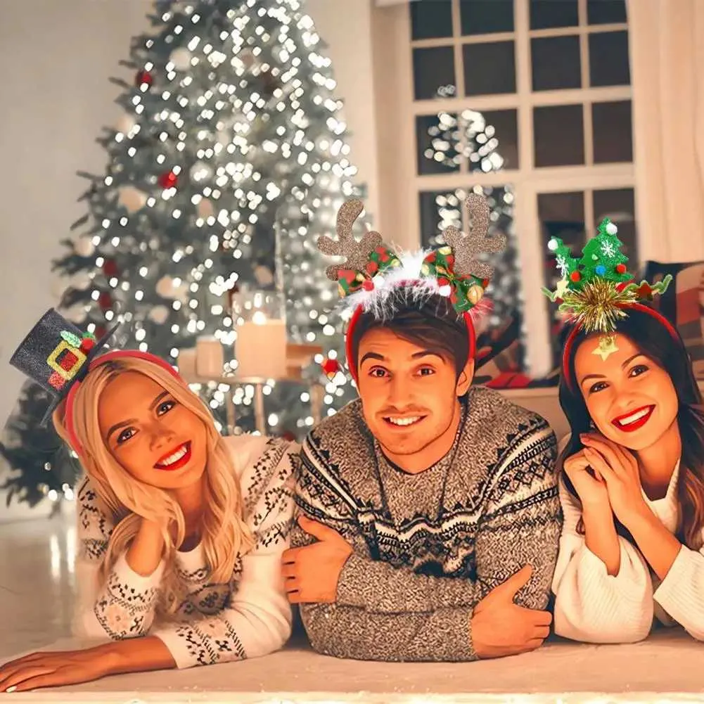 Diadema De Navidad De Reno Con Luces Y Campanillas – Accesorio Festivo Para Adultos Y Niños