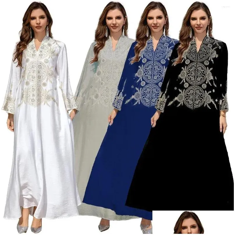 Abbigliamento etnico Abiti da donna musulmani transfrontalieri Medio Oriente Dubai Abaya Abito da sera ricamato Commercio estero Abbigliamento con consegna a domicilio Otxwr