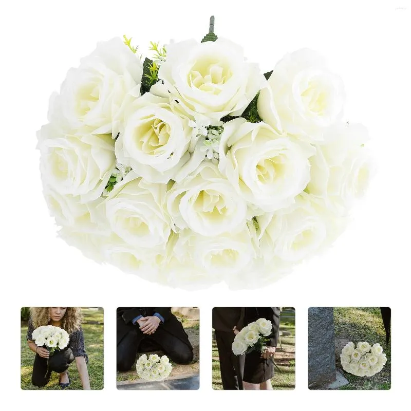 Decoratieve bloemen nep rozen Faux boeket voor ernstige kunstmatige holding herdenkingsceremonie zijden doek bruidsmeisje
