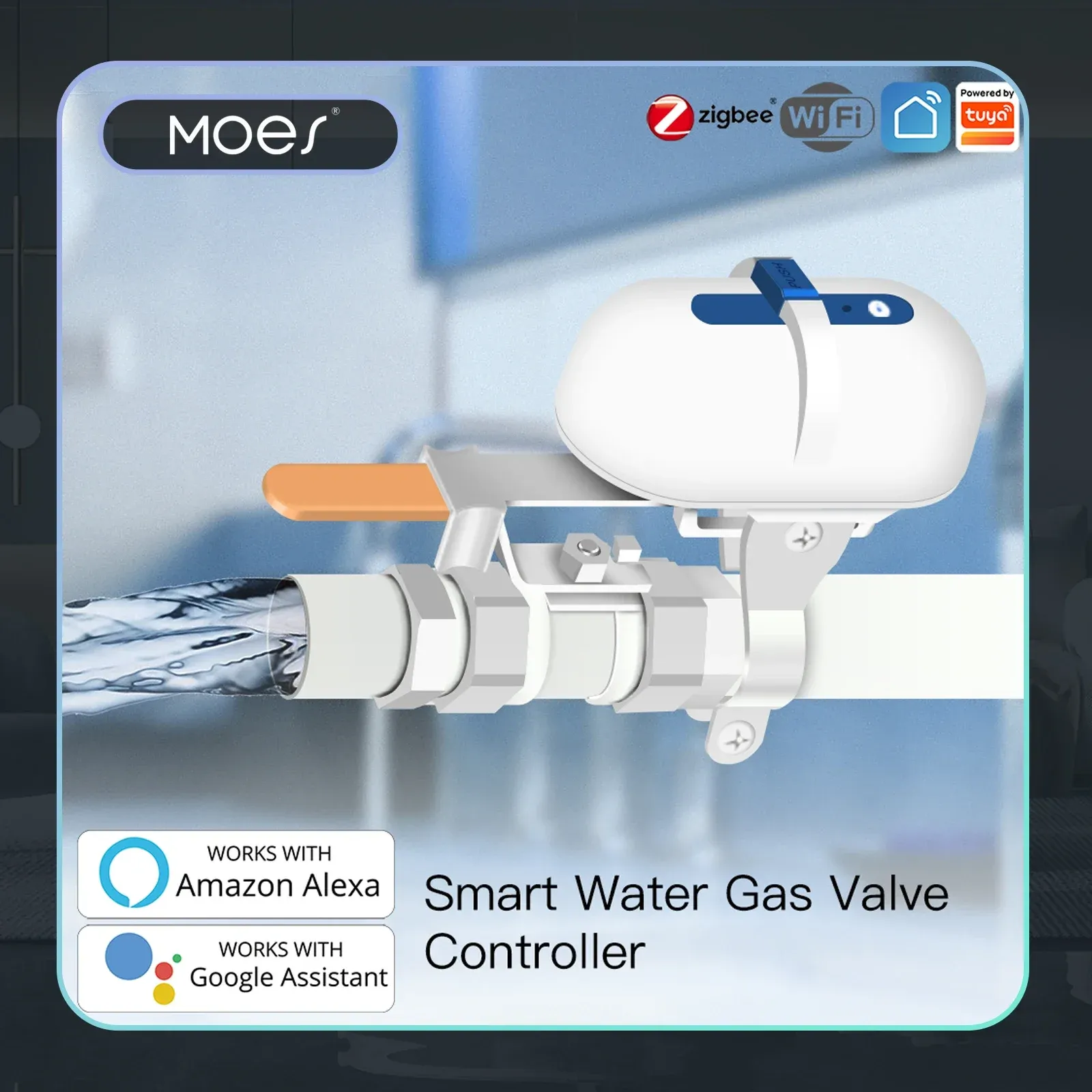 Control Tuya Smart Wifi/Zigbee Water Gaseline Autom Apagado Controlador de válvula Smart Life Control remoto con Alexa Google Home