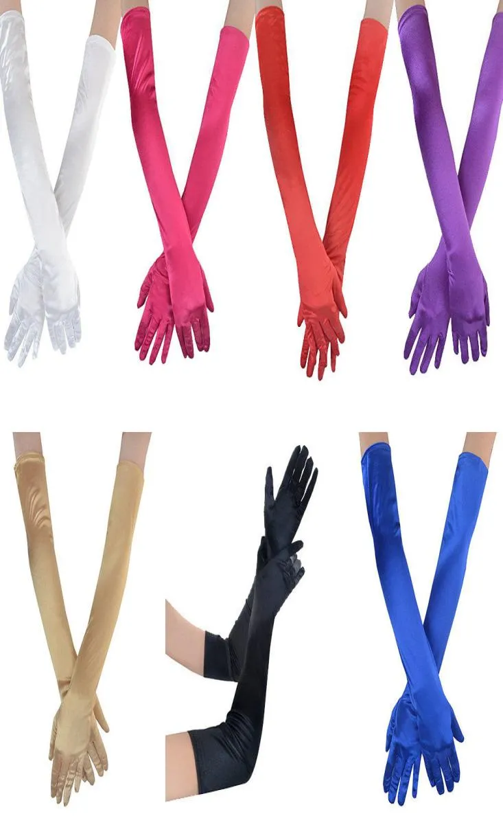 New Bride gloves in black and white bask long satin opera performances autumn winter wedding dress accessories6253267