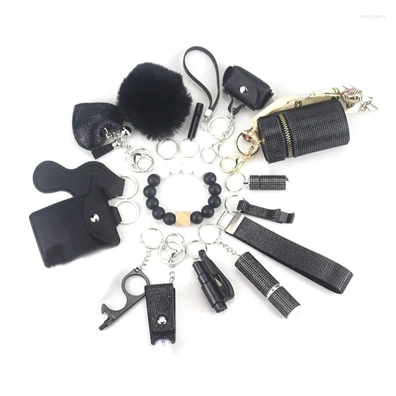 Keychains Keychain Pendant Set For Woman With Pom Ball Lip Lanyard Whistle Travel Bottle Holder Open