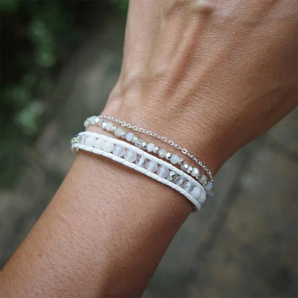Chain Handmade DIY Mixed Crystal Bead Packaging Armband med ståltrådskedja lämplig för kvinnor Direkt frakt Q240401