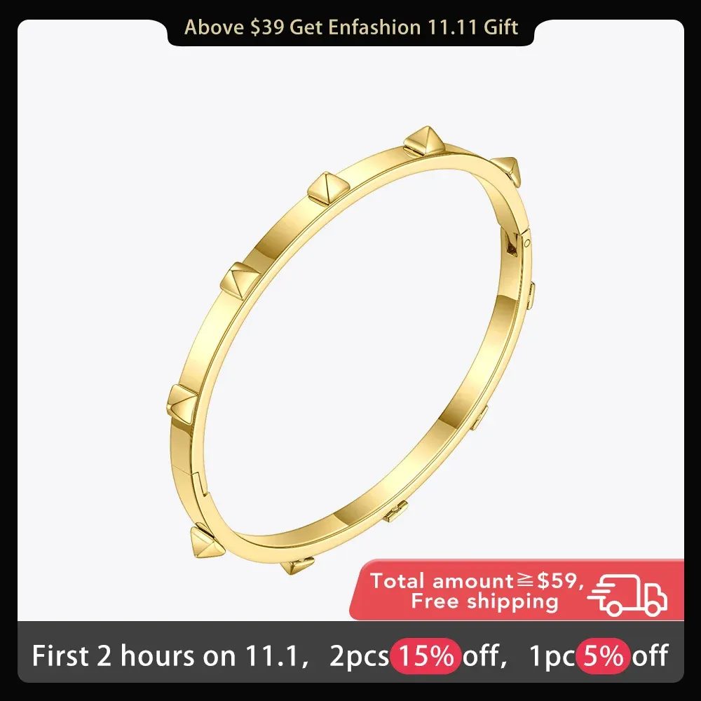 Bracelets ENFASHION pyramide pointes Bracelet couleur or en acier inoxydable manchette Bracelets Bracelets pour femmes bijoux de mode Pulseiras B202076