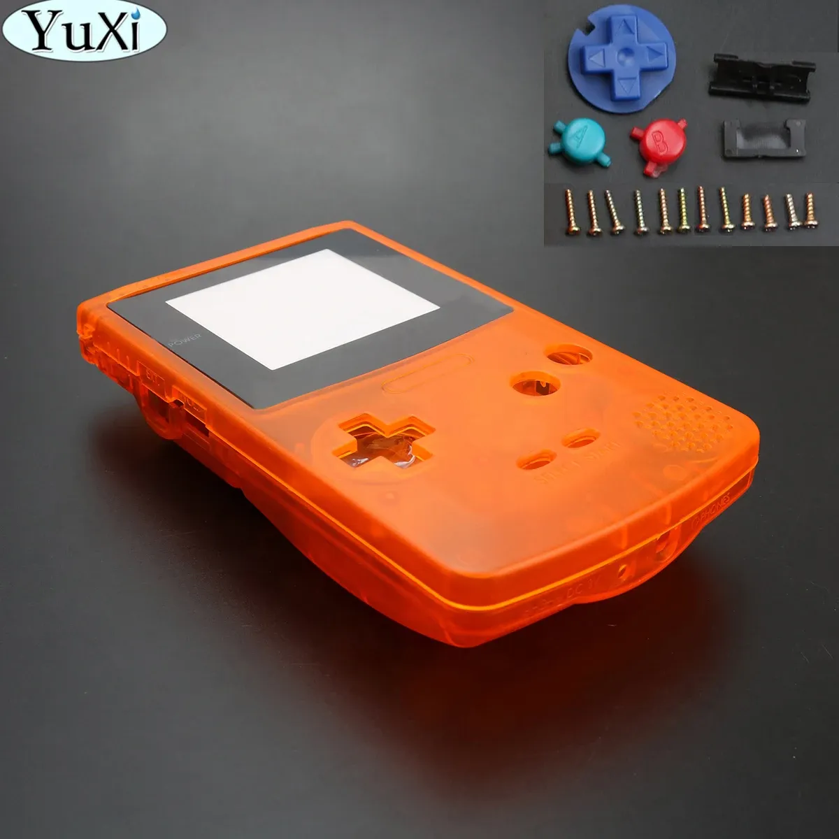 Custodie YuXi Edizione Limitata Custodia Cover Custodia Shell Arancione Trasparente Sostituzione per Gameboy Color per Console di Gioco GBC con Strumento