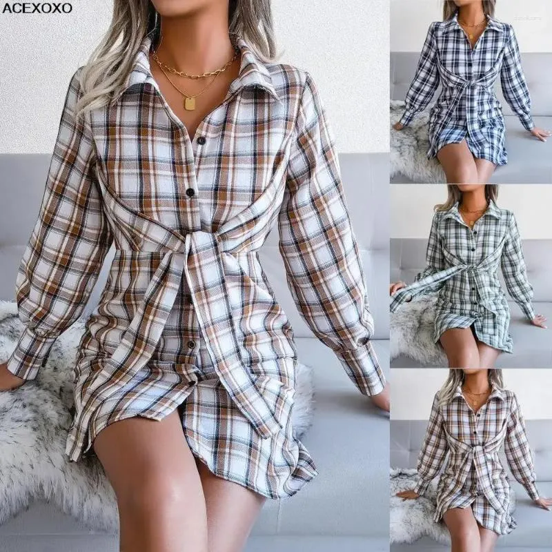 Women's Knits 2024 Autumn And Winter Europe The United States Long-sleeved Leisure With Cotton Linen Shirt Dress Women