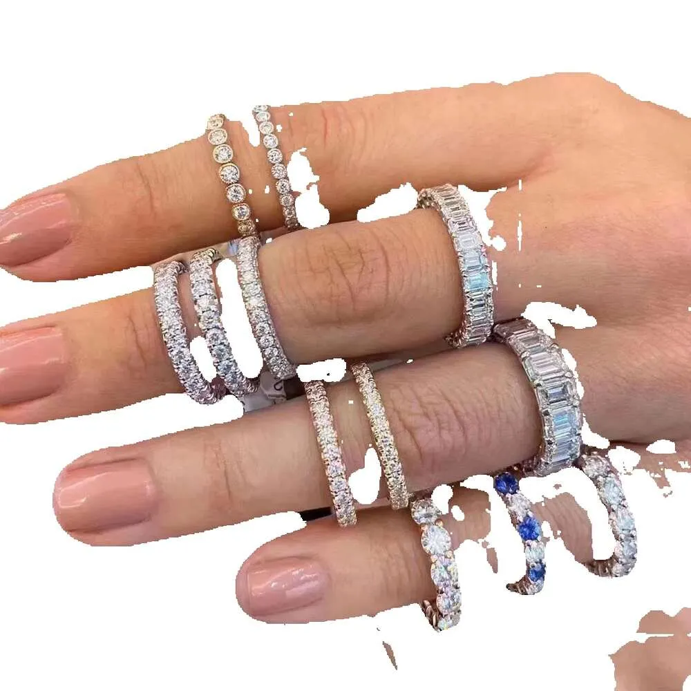 2020 Bijoux étincelants Sterling Sier Topaze blanche CZ Diamant Pierres précieuses Promesse Femmes Bague de fiançailles de mariage pour cadeau d'amant