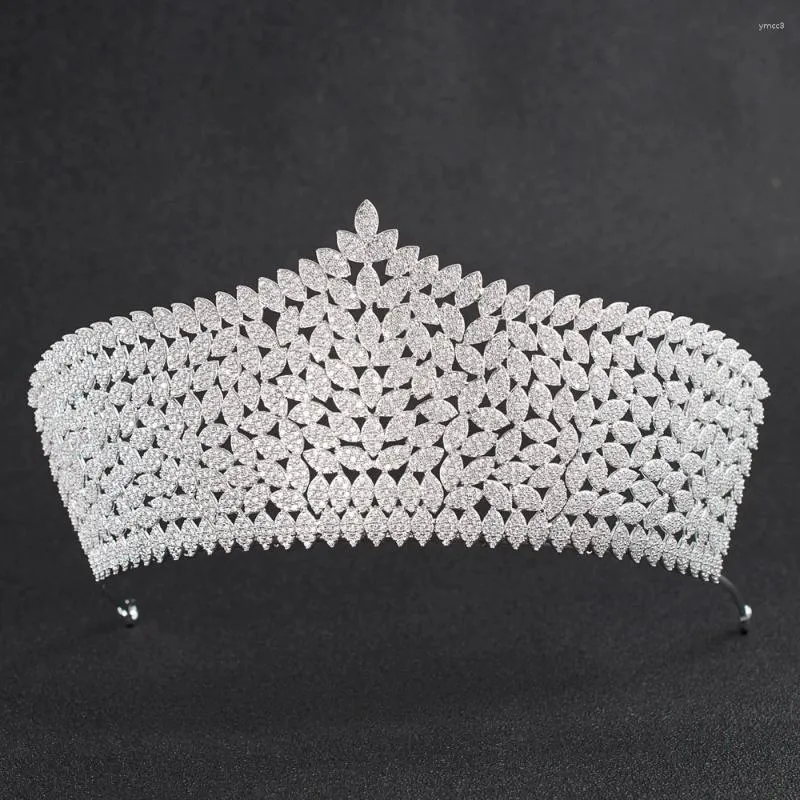 Klipsy do włosów kryształy wieczne cyrkonia ślub ślubny wielki królewski tiara diadem koronny kobiety akcesoria biżuterii CH10034