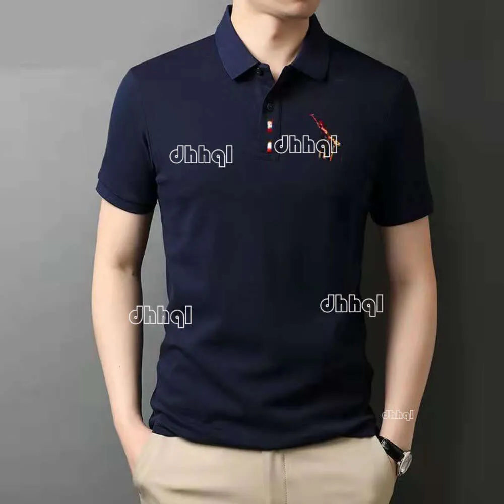 Chemise Business Été Hommes S Manches Courtes T-shirt Revers Brodé Grand POLO Tendance Couleur Unie Hommes S Top T Shirt hort leeved rend olid op