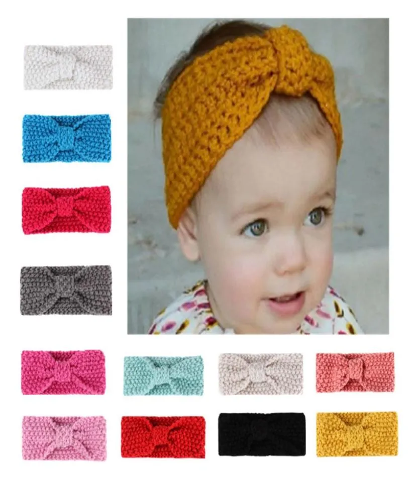 Bandeaux pour bébé Bohême tricoté bandeau doux au crochet couvre-chef couleur bonbon infantile oreille plus chaud filles coiffure 12 couleurs en option DW9712174