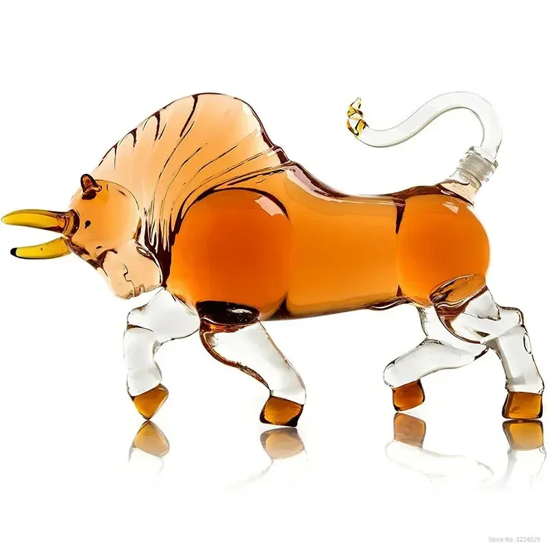 Carafe à liqueur Hellodream-Charging Bull conçue pour le whisky bourbon, le rhum écossais ou la tequila 1000 ml 240318