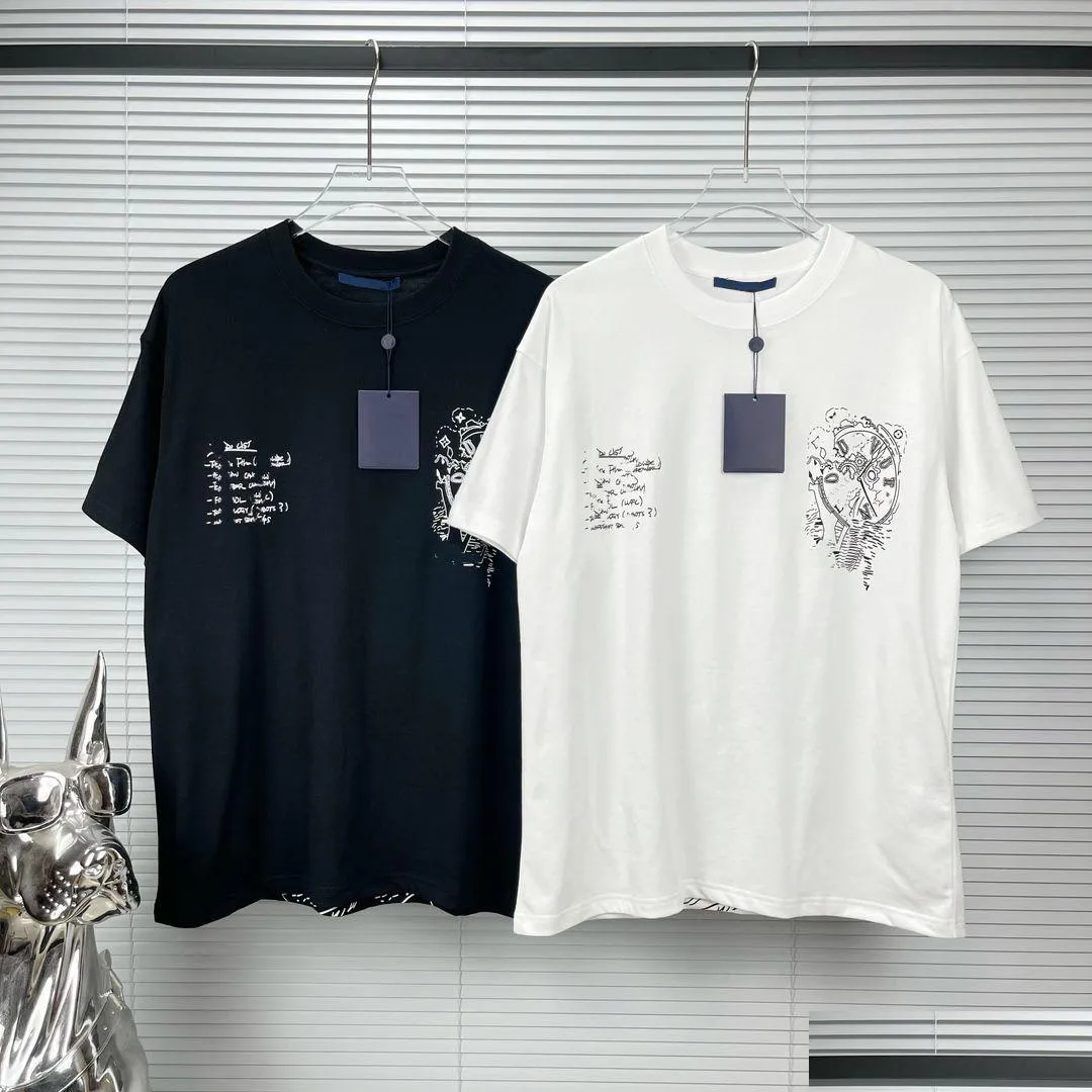T-shirts pour hommes T-shirts de créateurs de mode S Plus T-shirts de taille Chemise noire et blanche Casual Top de haute qualité Pur coton à manches courtes Coupl Dhyc6