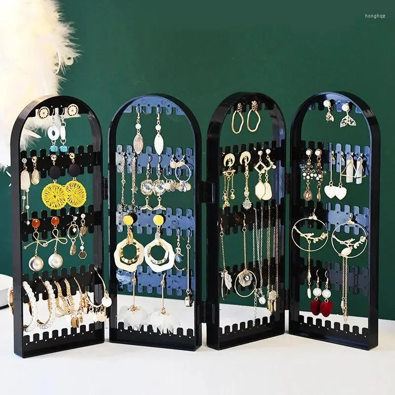 Jewelry Pouches Earrings Display Rack Transparent Multi-layer Smooth Edge Large Capacity High Stability Save Space Plastic Desktop Displ